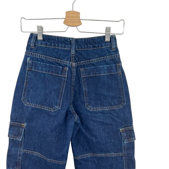 Dissh Bronx Indigo Mid Rise Cargo Jeans in Indigo Blue Size US 2 - Picture 10 of 16